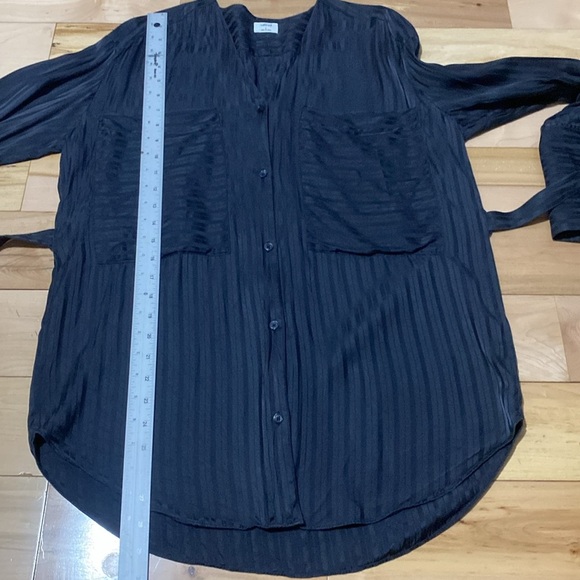 Chic Wilfred Silk Blend Charcoal Black Tunic Button-Up Blouse - Picture 5 of 12